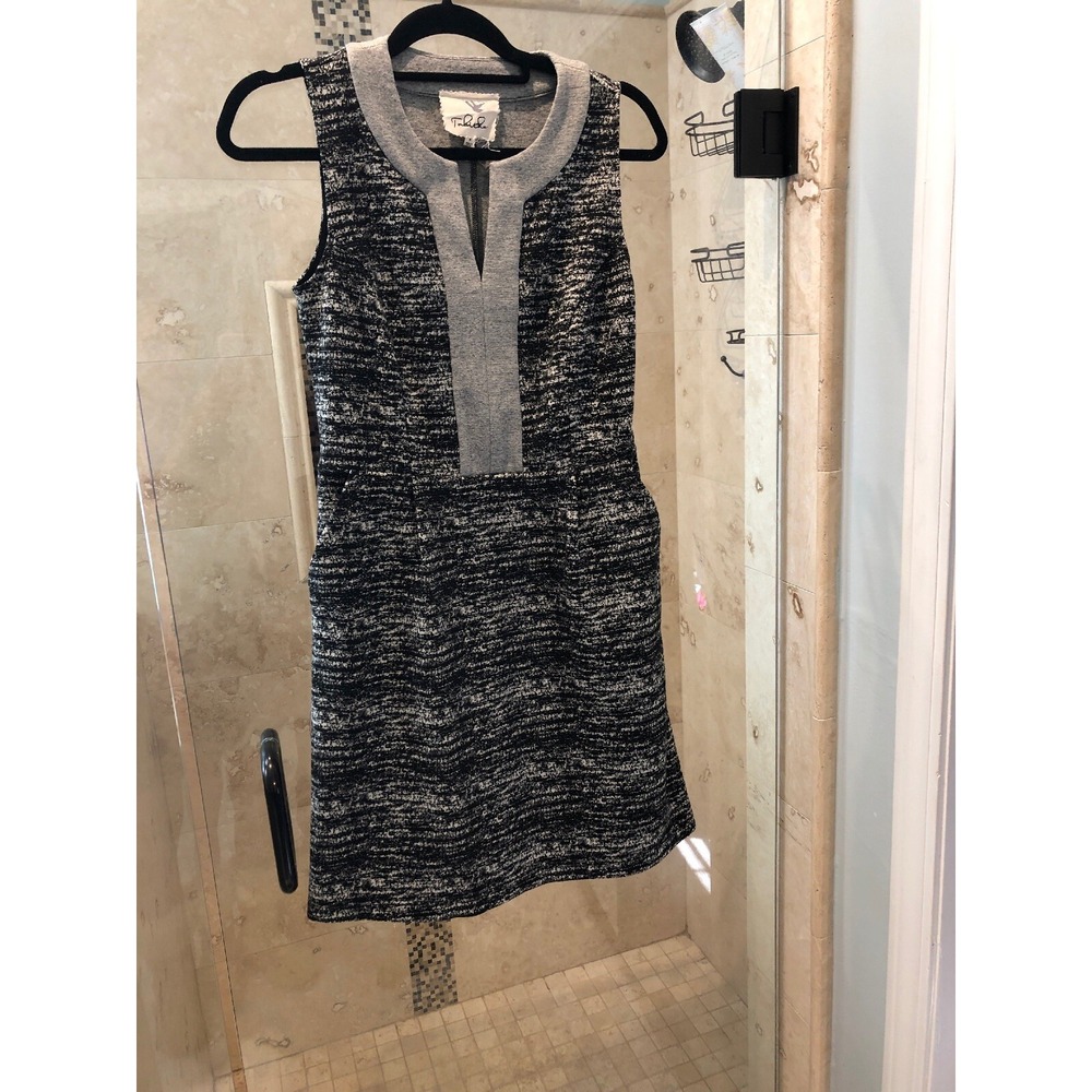 Anthropologie Tabitha Size 6 Black White Aleida Two Tone Textured Sheath Dress